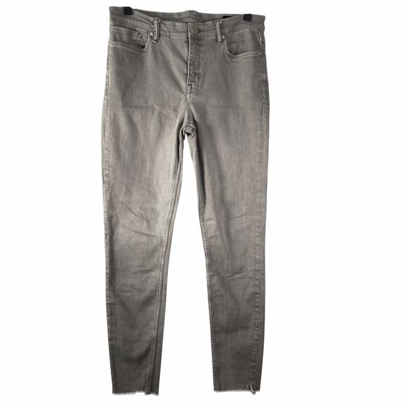 All Saints Grace Green Stretch Skinny Jeans Raw Hem Mid Rise Casual Size 30 - Picture 2 of 11